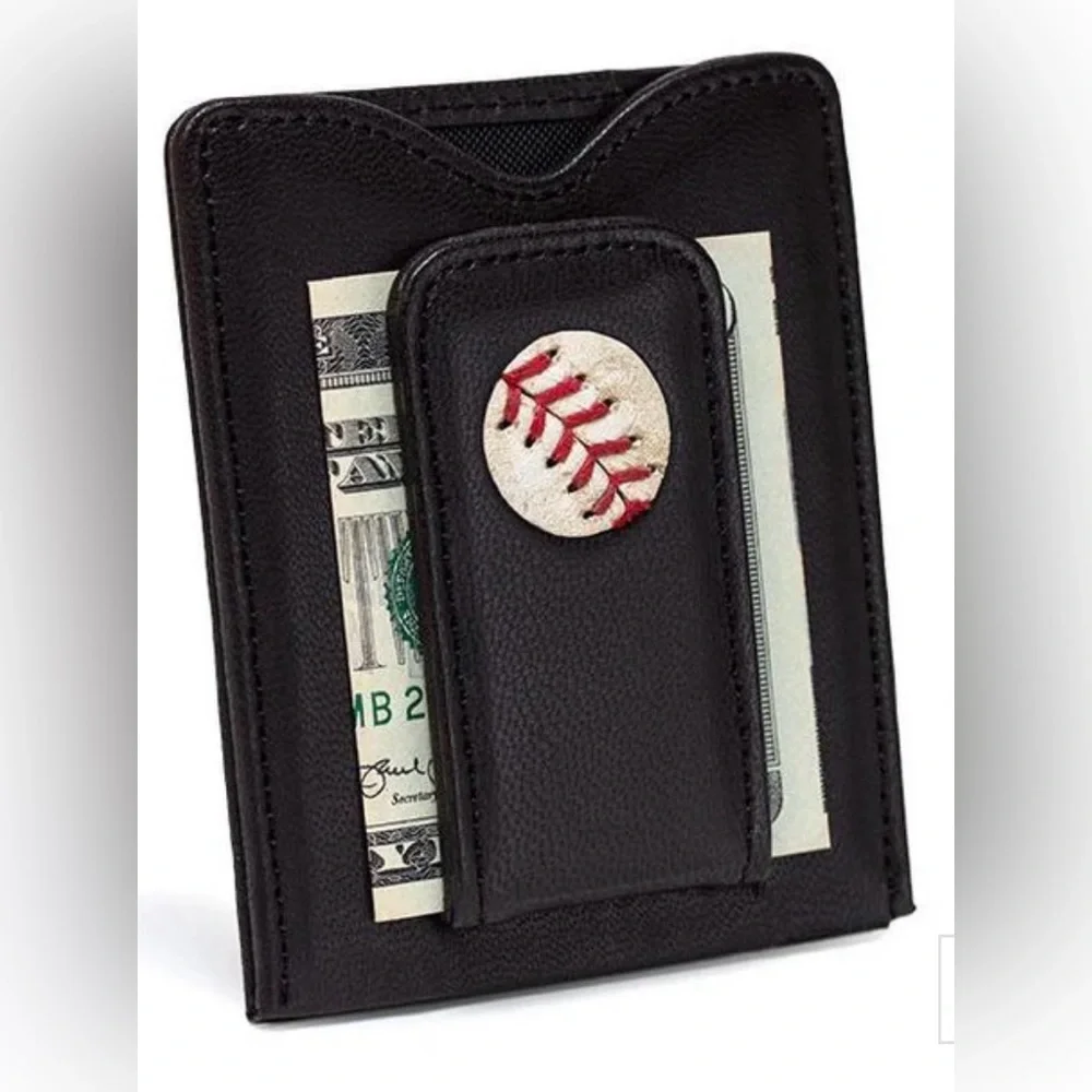 New York Mets Game Used Baseball Money Clip Wallet